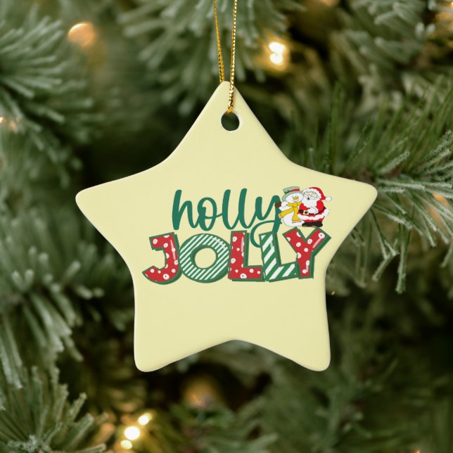 Jolly Santa Ornament, Colourful Christmas  Ceramic Ornament (Tree)