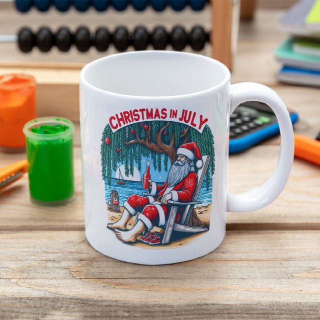 Jolly Santa Sips Beer in July Coffee Mug (Creator Uploaded)