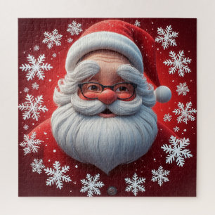 Jolly Santa Snowy Scene For Holiday Puzzle Fun