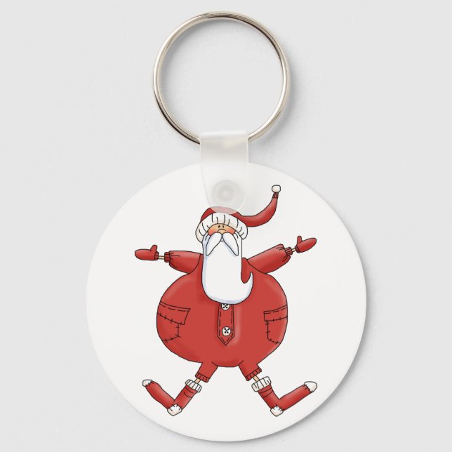 Jolly Santa T-shirts and Gifts Keychain (Front)