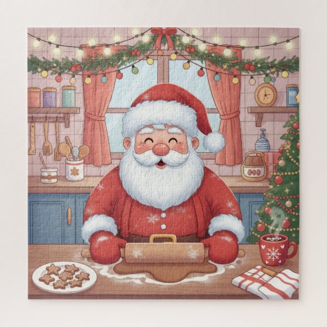 Jolly Santa's Cookie Kitchen Christmas Jigsaw Puzzle (Vertical)