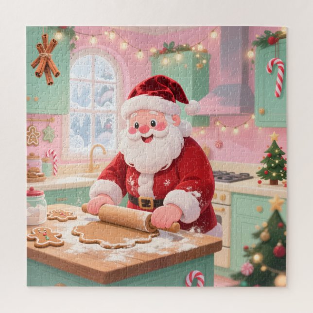 Jolly Santa's Cookie Kitchen Christmas Jigsaw Puzzle (Vertical)
