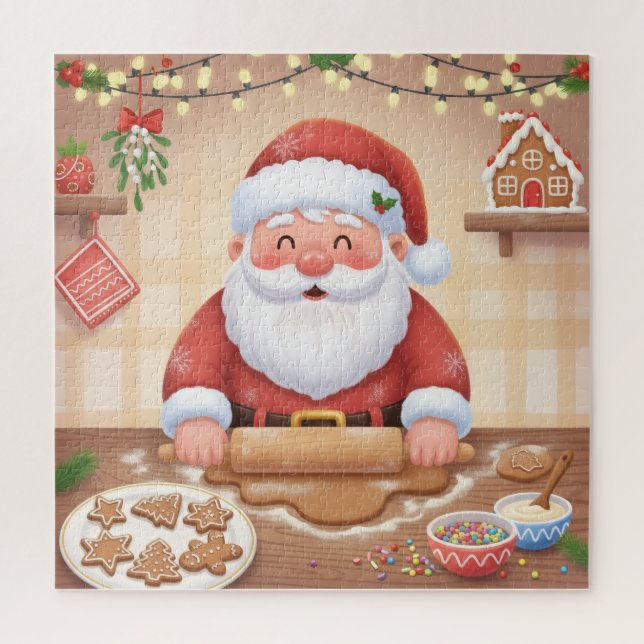 Jolly Santa's Cookie Kitchen Christmas Jigsaw Puzzle (Vertical)