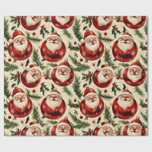 Jolly Santa's Festive Ornaments Delight Wrapping Paper