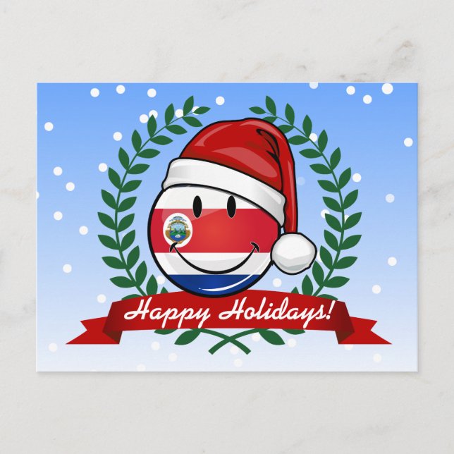 Jolly Smiling Christmas Costa Rican Flag Holiday Postcard