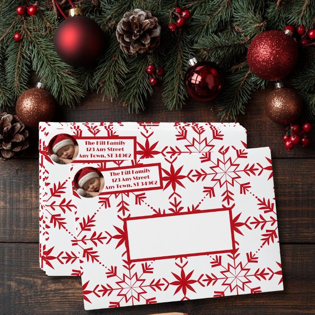 Jolly Snowflake with Photo Return Label Envelopes (Creator Uploaded)