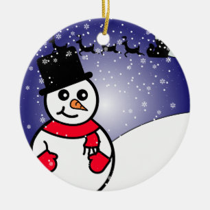 Jolly Snowman Ceramic Ornament