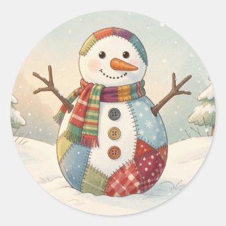 Jolly Snowman Classic Round Sticker