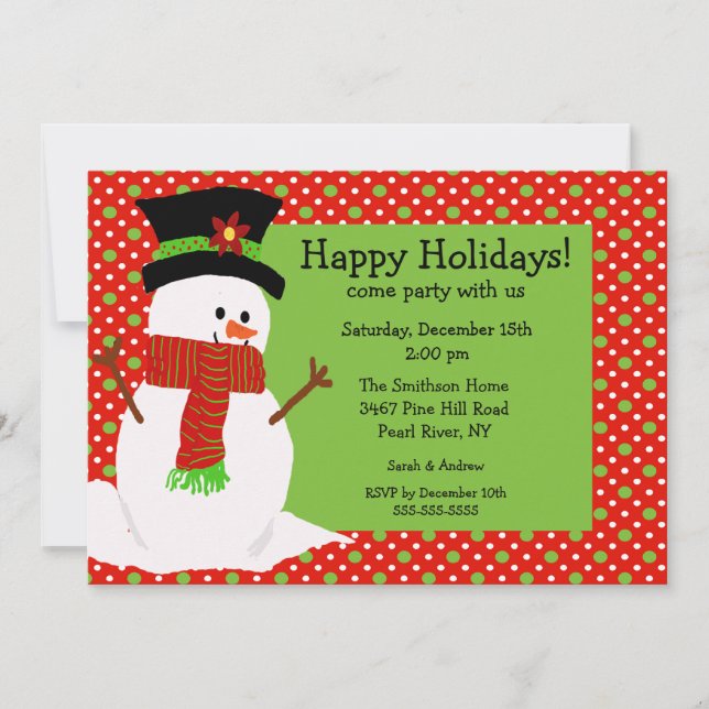 Jolly Snowman Holiday Party Invitation (Front)