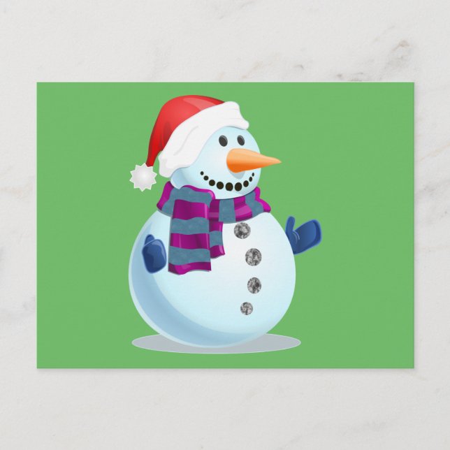 Jolly Snowman Holiday Postcard (Front)