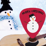 Jolly Snowman Merry Christmas Holiday Festive Red Guitar Pick<br><div class="desc">A bright and festive Christmas guitar pick with a snowman design on a red background and the greeting 'Merry Christmas' at the top. The holiday snowman design appears on both sides of the plectrum. A fun stocking filler gift idea for a keen guitarist,  bass player or guitar teacher.</div>