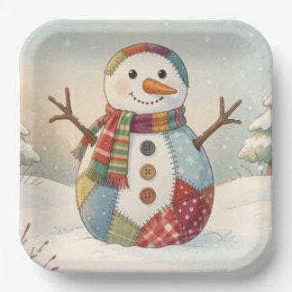 Jolly Snowman Paper Plate