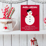 Jolly Snowman Red Cute Personalized Christmas Foil Holiday Card<br><div class="desc">Send festive wishes to friends and family with this snowman Christmas card. The Christmas greetings card features a jolly snowman design on a red background. The text on the card will appear in your own choice of gold, silver or rose gold foil. Click on 'Personalize' to add your own chosen...</div>