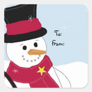 Jolly Snowman Square Sticker