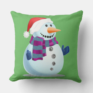 Jolly Snowman Throw Pillow