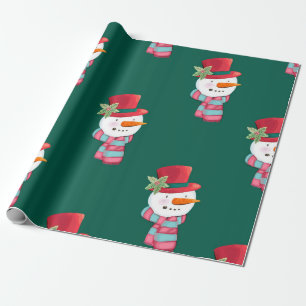 Jolly Snowman with a Festive Hat Wrapping Paper