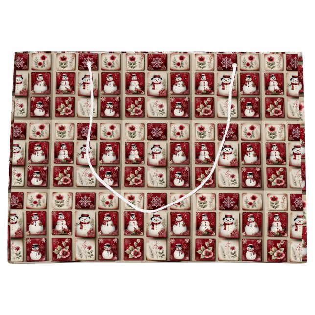 Jolly Snowmen Large Gift Bag (Front)