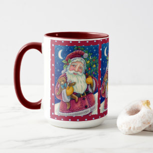 JOLLY ST NICK & TEDDYBEAR, OLD FASHIONED CHRISTMAS MUG