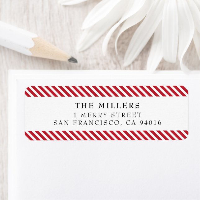 Jolly Stripes Merry Christmas Return Address Label (Insitu)