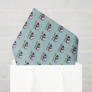 Jolly Top Hat Snowman Christmas Pixel Art Pattern Tissue Paper