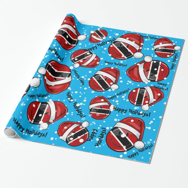 Jolly Trinidad Flag Christmas Style Wrapping Paper (Unrolled)