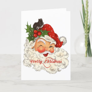 Jolly vintage Santa Merry Christmas family  Holiday Card