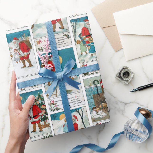 Jolly Vintage Santa Winter Fun Collage Wrapping Paper (Gifting)