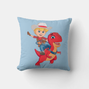 Jon and Blitz Dino Ranch Throw Pillow