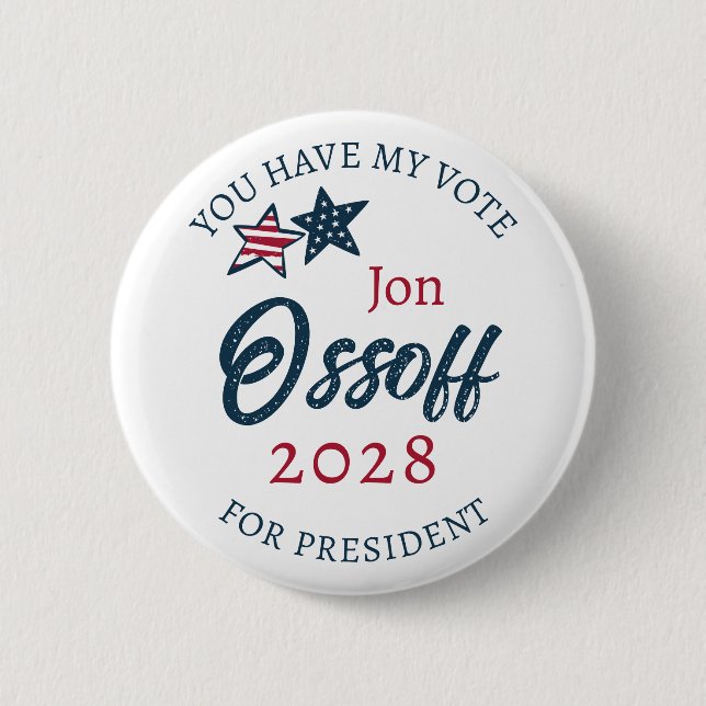 Jon Ossoff for Presdient 2028  2 Inch Round Button (Front)