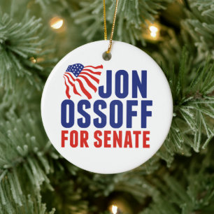 Jon Ossoff for Senate 2026 Election Christmas Ceramic Ornament