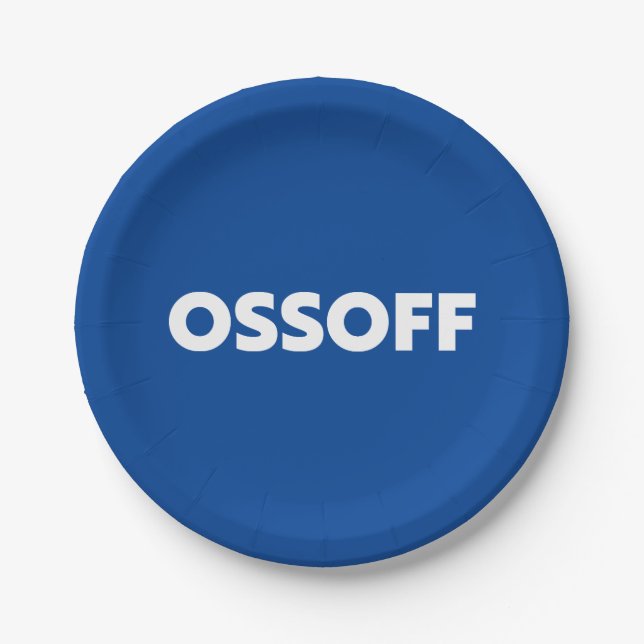 Jon Ossoff Georgia Senate runoff blue white party Paper Plate (Front)