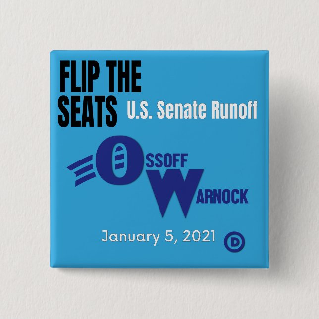 Jon Ossoff & Rev. Raphael Warnock 2 Inch Square Button (Front)