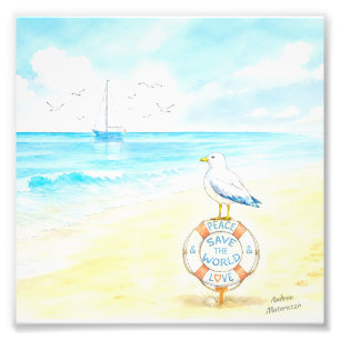 Jon Seagull - Peace & Love Save the World Photo Print