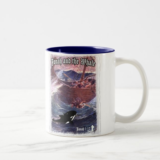 Jonah 1:17 - Jonah and the Whale Two-Tone Coffee Mug (Right)