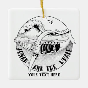Jonah and the whale ceramic ornament