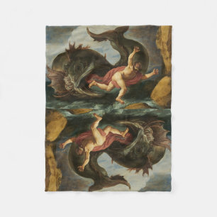 "Jonah and the Whale" fleece blanket