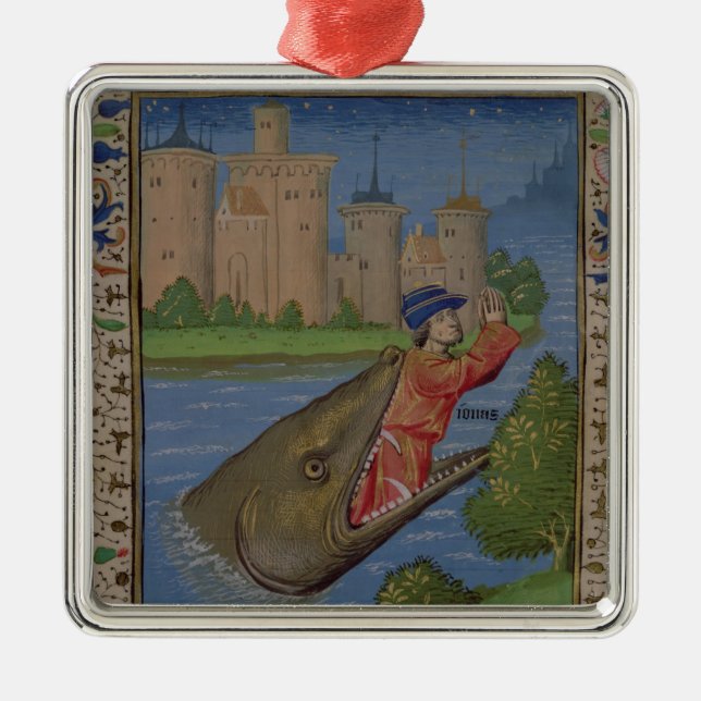 Jonah and the Whale, from the Bible of Jean XXII Metal Ornament (Front)