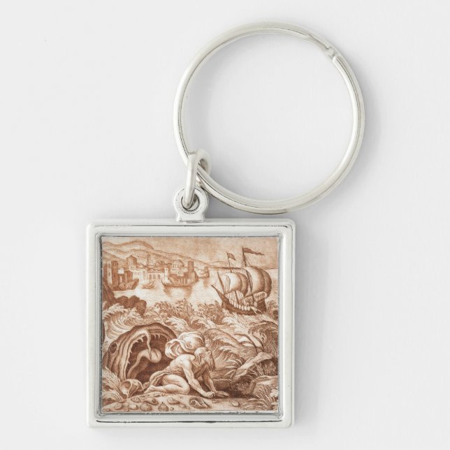 Jonah and the Whale, illustration from a Bible, en Keychain (Front)
