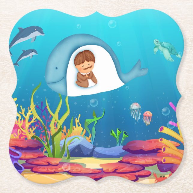 Jonah and the Whale Kids Bracket Coasters  (Front)