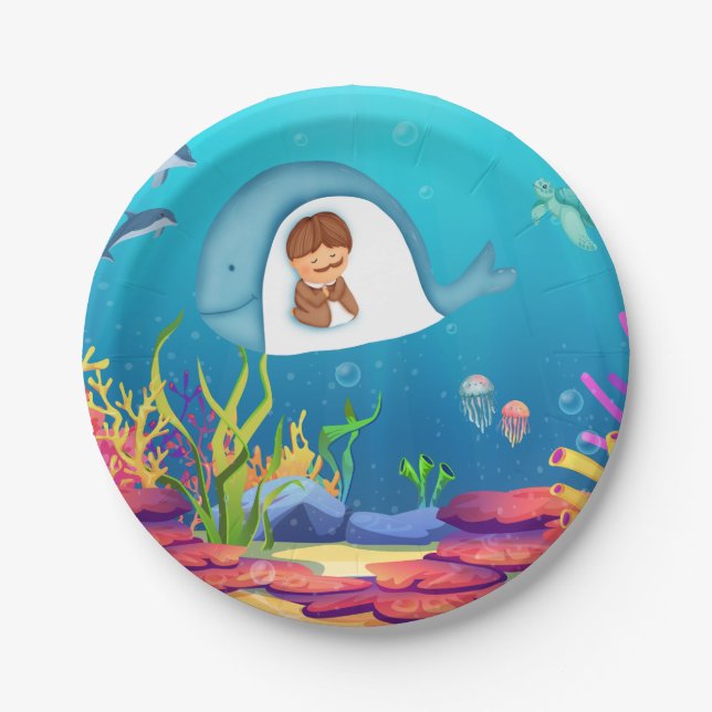 Jonah and the Whale Kids Paper Plates (Front)