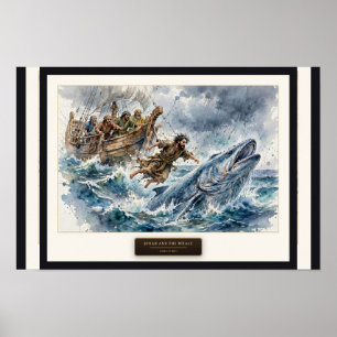 Jonah and the Whale — Loose Watercolor Poster