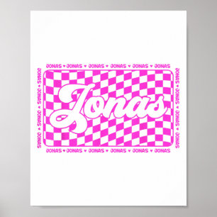 Jonas Chequered First Name I Love Jonas Hearts 80s Poster