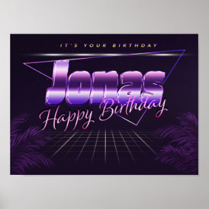 Jonas Nom Vorname lila retro Poster Geburtstag