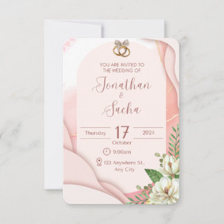 Jonathan & Sacha's Modern Blush Faire-part de mari