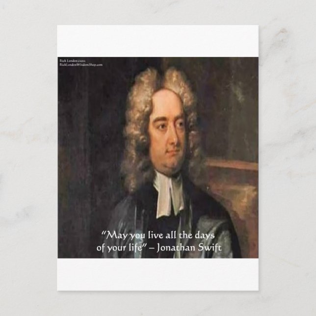 Jonathan Swift Live Life Humour Quote Postcard (Front)