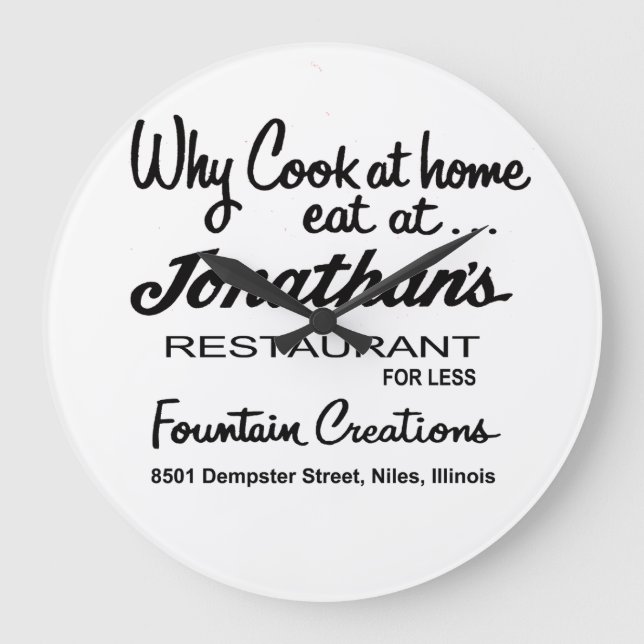 Jonathan's Restaurant, Niles, IL Large Clock (Front)