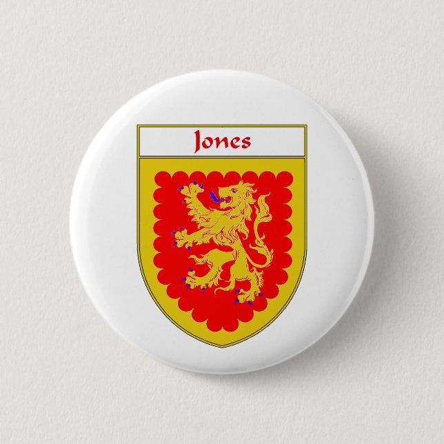 Jones Coat of Arms/Family Crest, England & Ireland 2 Inch Round Button (Front)