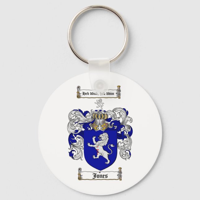JONES FAMILY CREST -  JONES COAT OF ARMS KEYCHAIN (Front)