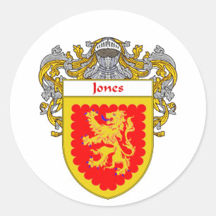 Jones Irish Coat of Arms (Mantled) Classic Round Sticker