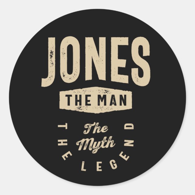 Jones The Man The Myth The Legend Classic Round Sticker (Front)
